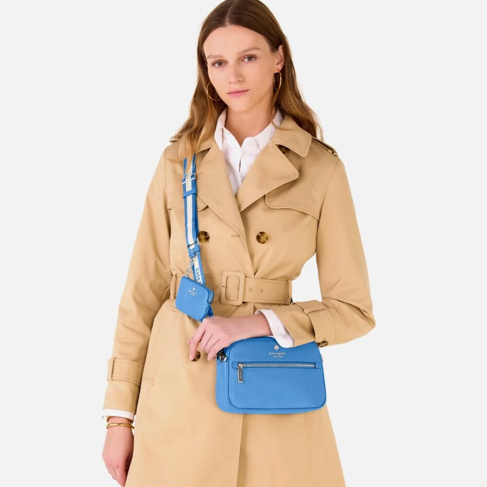 New Kate Spade Emma Pebbled Leather Camera Bag Tide Pool